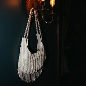 Sequin white bridal bag